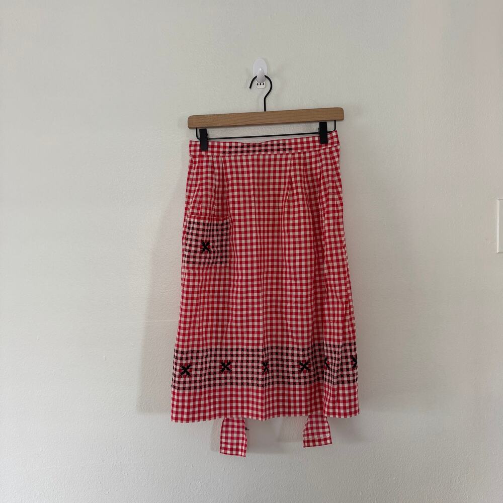 Vintage Women's Red White Gingham Cotton Waist Apron